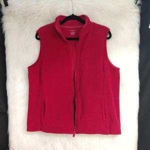 Lands End Red Sleeveless Zip Up Vest Size L